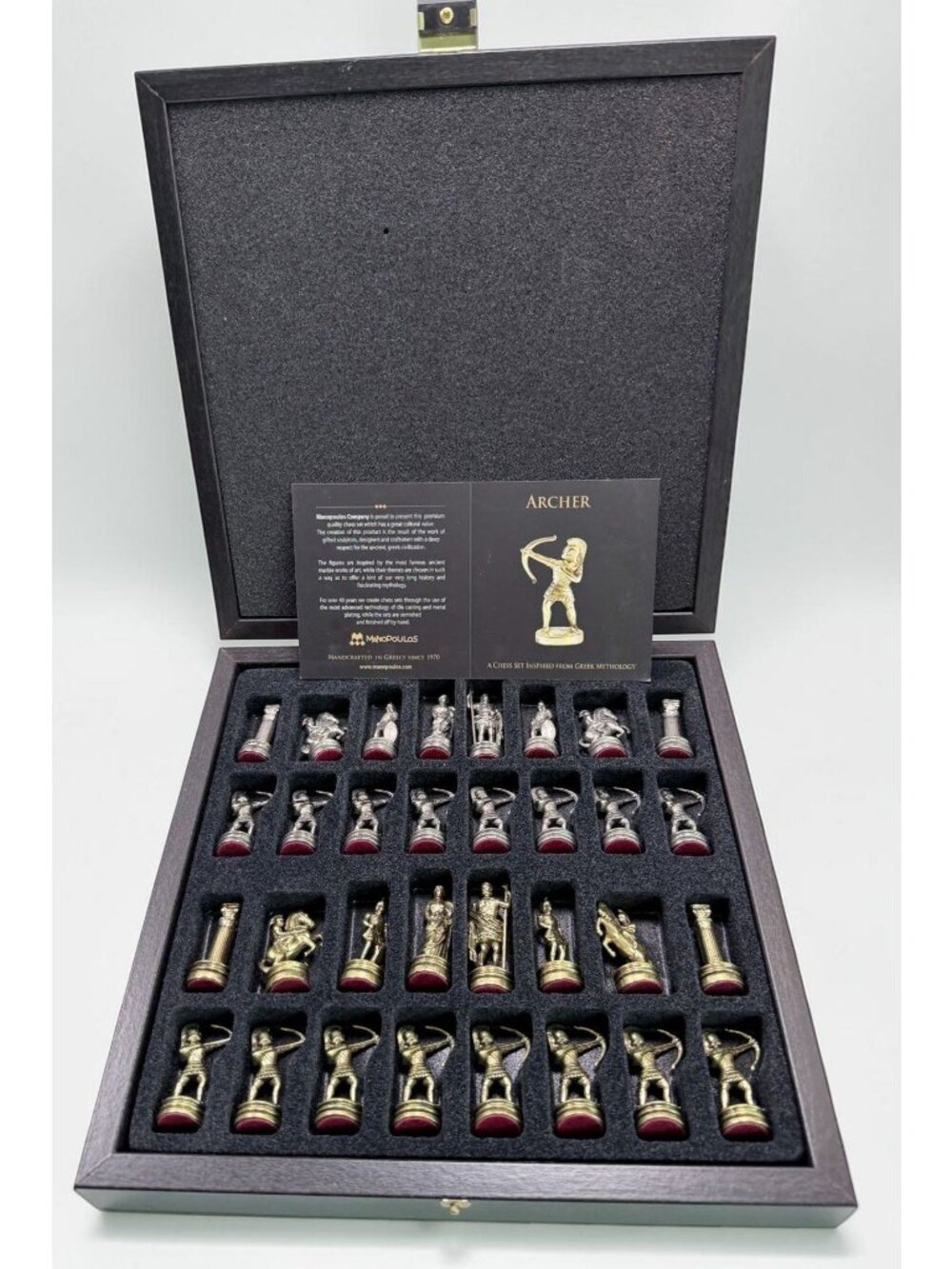 Manopoulos Chess Set Greek Mythology Archer Blue Complete Handcrafted